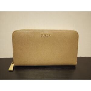 Furla Tan Long Wallet Excellent Condition zip around
